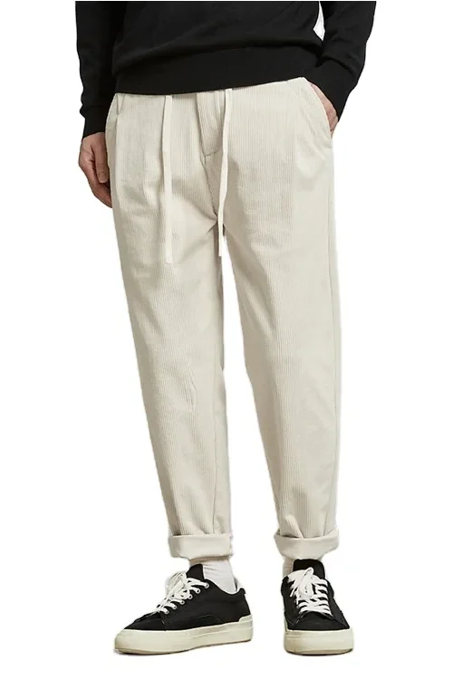 Chino Pants Men High Quality Anti-Wrinkle Corduroy Pants With Drawstring