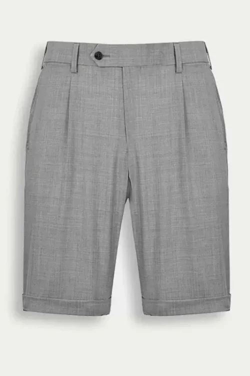 Formal Dress Shorts Wool Silk Blend Gray Shorts Pants Men