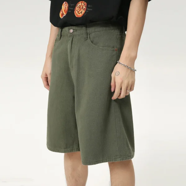 Summer Men's Fashion New High-End Casual Straight Five-Point Jeans Simple Solid Color Shorts Length Worsted - Image 3