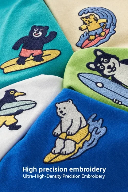 MDQ  Men’s Summer Surfing Cute Pet Embroidered T-Shirt Loose 25 Spring New American Street Short Sleeve Couple for MEN