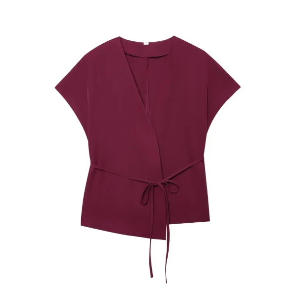 Women's Spring Summer Casual Suit New Solid Color V-Neck Lace-Up Top - Image 2