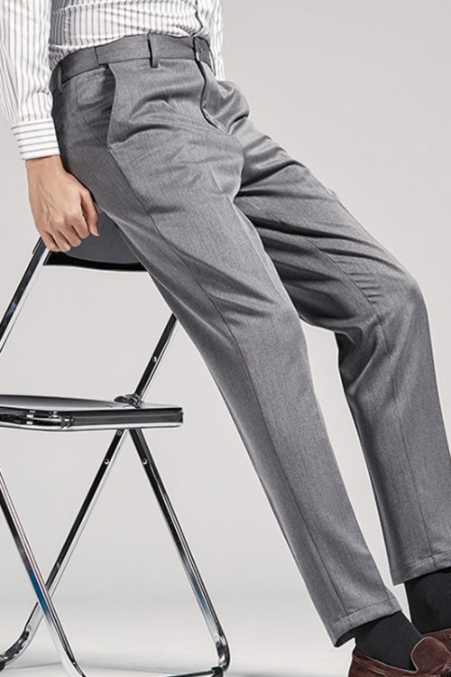 Casual Classic Cotton Soft Light Slim Fit Straight Men Dress Chino Khaki Trousers Pants