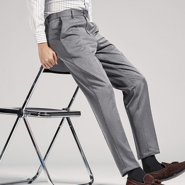 Casual Classic Cotton Soft Light Slim Fit Straight Men Dress Chino Khaki Trousers Pants