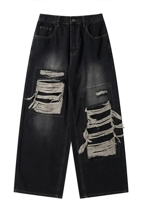 Vintage High Quality Casual Denim Ripped Straight Leg Plus Size Men’s Jeans