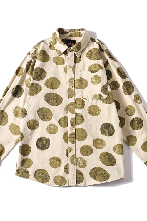 Men’s Spring Autumn Retro American Style New Trendy Loose Casual Shirts 100% Cotton Printed Tops Anti-Pilling Jacket
