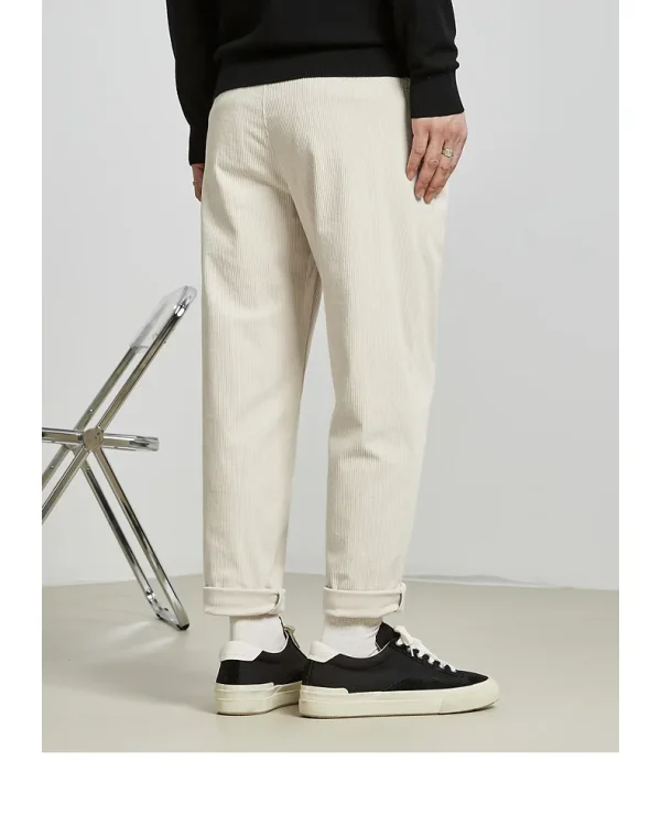 Chino Pants Men High Quality Anti-Wrinkle Corduroy Pants With Drawstring - Image 4
