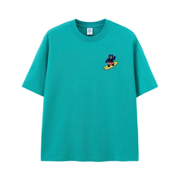 MDQ  Men's Summer Surfing Cute Pet Embroidered T-Shirt Loose 25 Spring New American Street Short Sleeve Couple for MEN - Image 5