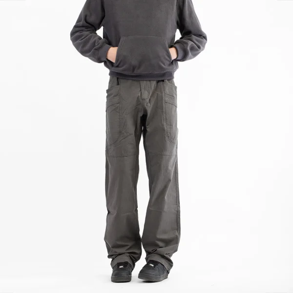 Cargo Men's Multi-Pocket Logging Work Pants Vintage Straight Loose Commuter Casual Long Cotton Fit Clean - Image 2