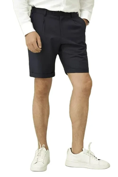 Merino Wool and Silk Blend French Fly New Shorts Trousers Men Shorts Luxury