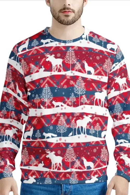 Christmas Polyester Striped Pull Over Oversize Hoodie Men’s 3D Printed Hoodies Sweatshirts