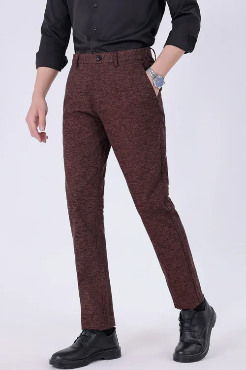 Autumn Men’s Casual Stretch Pants Business-Style Cross-Border Exclusive Mid-Waist Loose Straight-Leg Classy Fashion Light Wash
