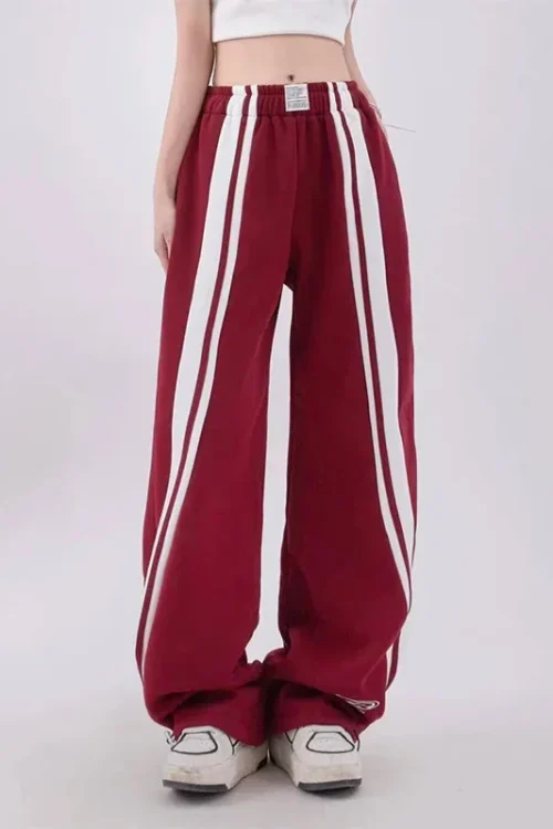 Harajuku Style Street Hip-Hop Jogging Pants Breathable High Waist Casual Loose Fit with Flat Front and Zipper Fly for Summer