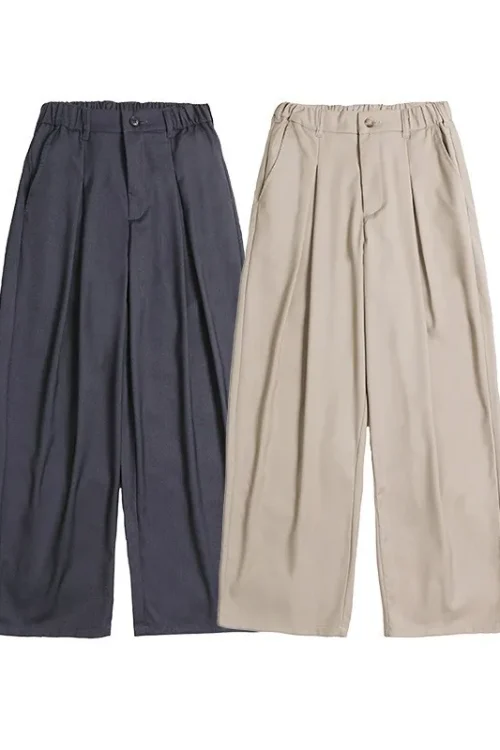 Cityboy Mid Unisex Loose Straight Pants Trendy Casual Pants Zipper Fly Solid Color Draped Wide Leg Oversized Trousers