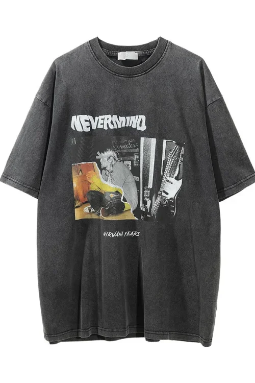 Design High Street Vintage Men T Shirt Letter Short Sleeve  T-shirt Cotton Casual and Simple Men’s T-Shirt