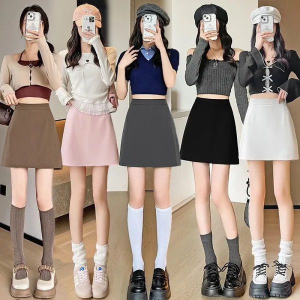 Women's High-Waist Slim A-Line Skirt New Short Hip-Hugging Style for Sexy Natural Waistline - Image 3
