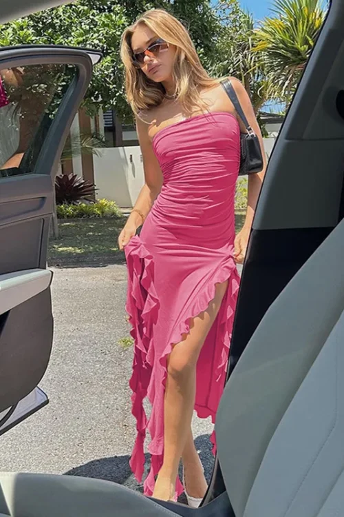 2025 Summer European American Style Cross-Border Hot Product Sexy Women’s Floor-Length One-Shoulder Jellyfish Lace New for Hot