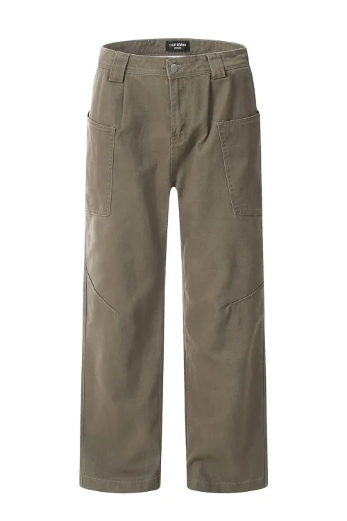Cleanfit Niche Design Cargo Pants Loose Mid Denim Straight Jeans Maillard Pants National Trend Washed Technics Solid Waist