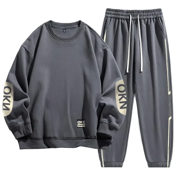Men's Casual Sport Track Suit for Men Autumn Winter 2025 New Trendy Knitted Sports Clothing Hoodie Sweatshirt Set - Image 3