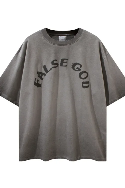 Vintage Gradient Colors Puff Print Short-sleeved T-shirt