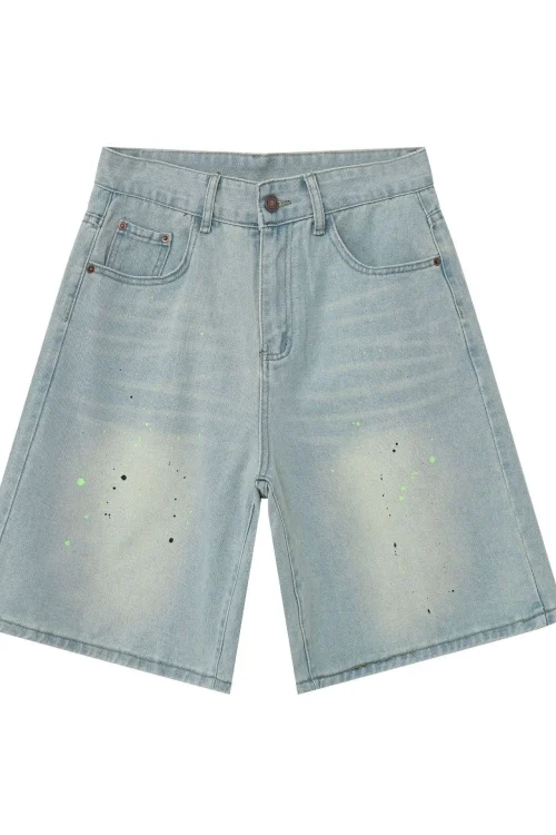 2025 Denim Jorts Men’s Casual  Pants  Street Summer Loose Straight Wide Leg Denim Shorts Woven