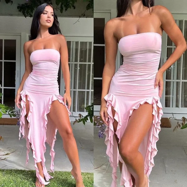 2025 Summer European American Style Cross-Border Hot Product Sexy Women's Floor-Length One-Shoulder Jellyfish Lace New for Hot - Image 4
