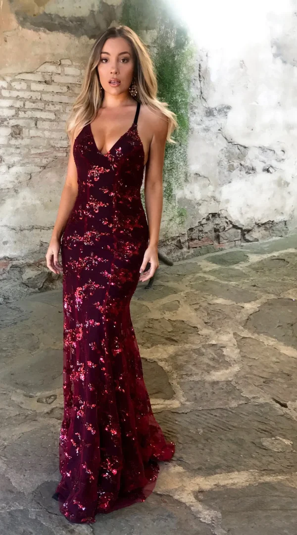 2025 New Women's Cross-Border European and American Fashion V-Neck Backless Sequin Tie Dress with Strap for Summer - Image 6