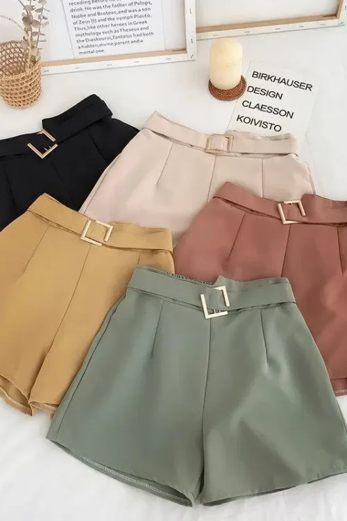 Women’s Chiffon Wide-Leg Shorts High-Waisted Casual Chic Straight-Leg Suit Pants Loose Fit Hot Pattern