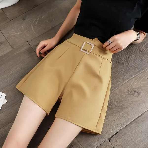 Women's Chiffon Wide-Leg Shorts High-Waisted Casual Chic Straight-Leg Suit Pants Loose Fit Hot Pattern - Image 2