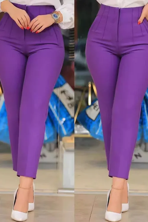 2025 Women’s High Waist Skinny Pants New Casual Fashion Elastic Flat Plain Dyed Digital for Summer