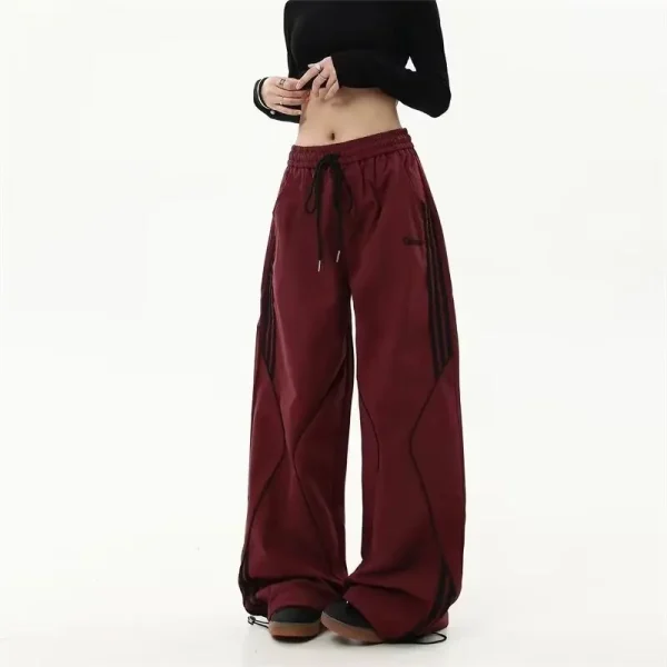 American-Style Solid Color Cargo Pants for Women Retro Striped Sweatpants Trendy Jazz Dance Hip-Hop Breathable - Image 4