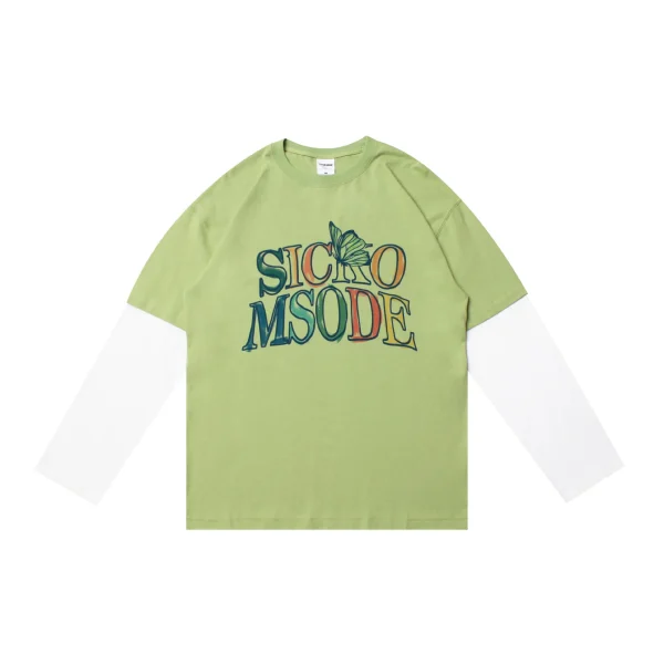 Cotton DTG Printed Men's T-shirt Screen Printed Design Double Layer Long Sleeve T-shirt for Men - Image 3