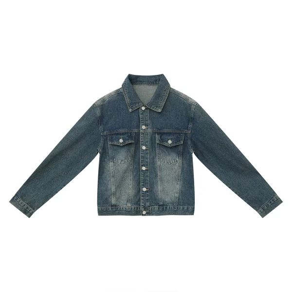 Denim Jacket Men's Autumn New Retro Style Old Design Loose Denim Jacket Men's Size