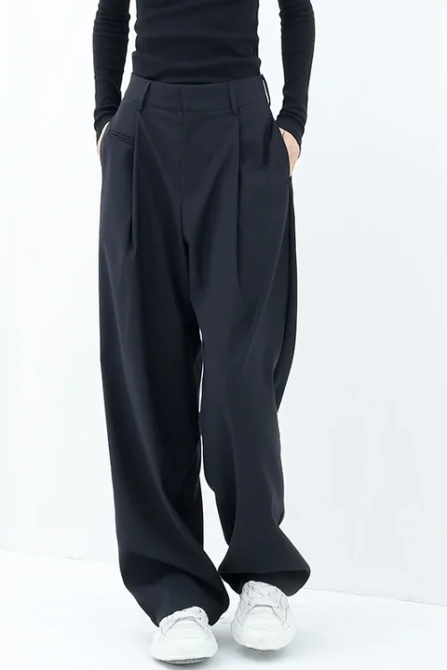 Women’s Stylish Design Spring Summer Straight-Leg Trousers Sensual Draping New Arrival Wide-Leg Casual Pants Mid-High Loose