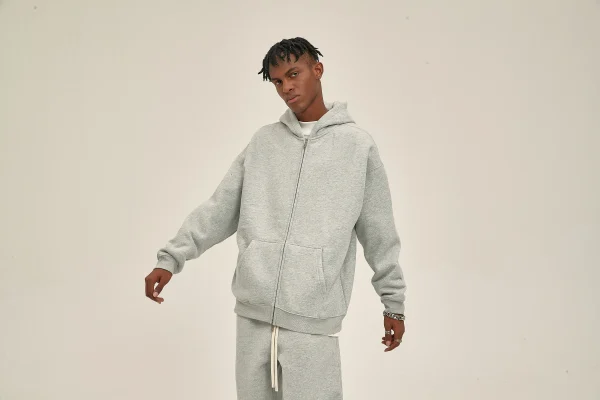 Heavy Weight Cotton Fleece Mens Sweatsuits Set With Hoodie - Image 4