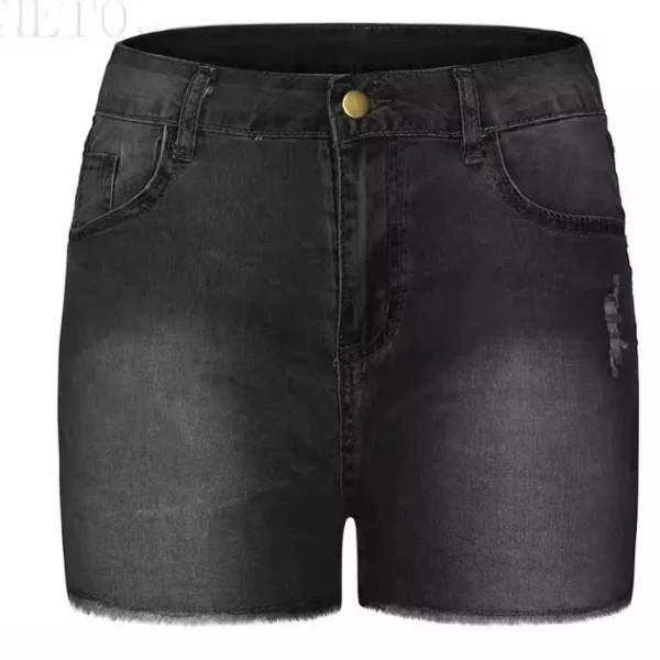 Direct Cross-Border European American Elegant Flowing Denim Shorts Women's Slim Fit Elastic Shorts Hot-Selling - Image 5