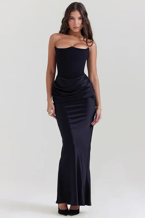 European American Women’s Ball Gown Cross-Border Fashion Sexy Backless Slim Floor-Length Evening Design for  Parties