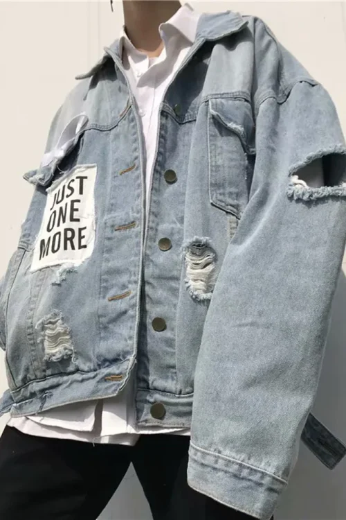 Spring Autumn Men’s Jeans Slim Fit Jacket Jeans Coat Denim Jacket Vintage Men’s 2025 Ripped College Students
