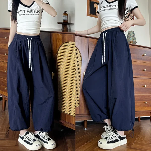 Women's Summer Thin High-waist Nine-point Balloon Bloomers Casual Wide-leg Sweatpants