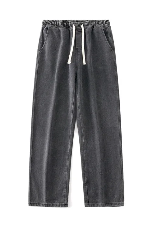 Men’s Jeans Elastic Waist Straight Loose Trousers Spring and Summer New Trend All-match Casual Pants Men’s Trousers