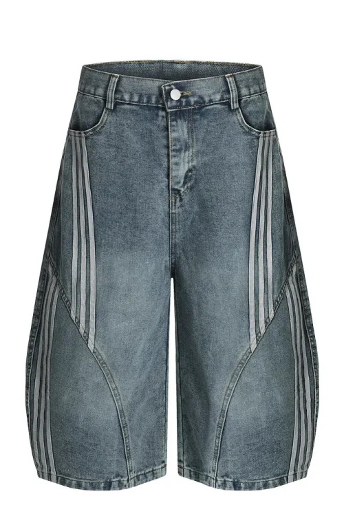 Price Baggy Denim Shorts Men Cargo Shorts Design Frayed Hole Knee Length Denim Shorts Men