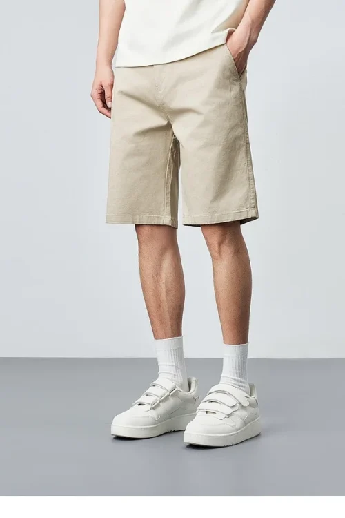 Men’s Stretch Chino Shorts Summer Super Soft Cotton Twill Mid Weight Slim Fit Casual Solid Cargo Shorts