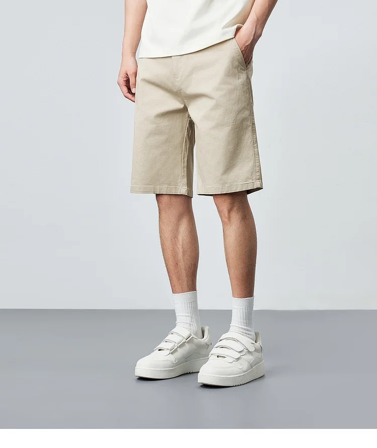 Men’s Stretch Chino Shorts Summer Super Soft Cotton Twill Mid Weight Slim Fit Casual Solid Cargo Shorts