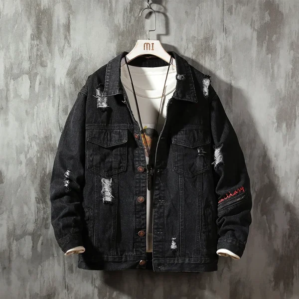 2025 New Arrival Fashion Denim Jacket Washed Blue Men Denim Jean Jackets - Image 3