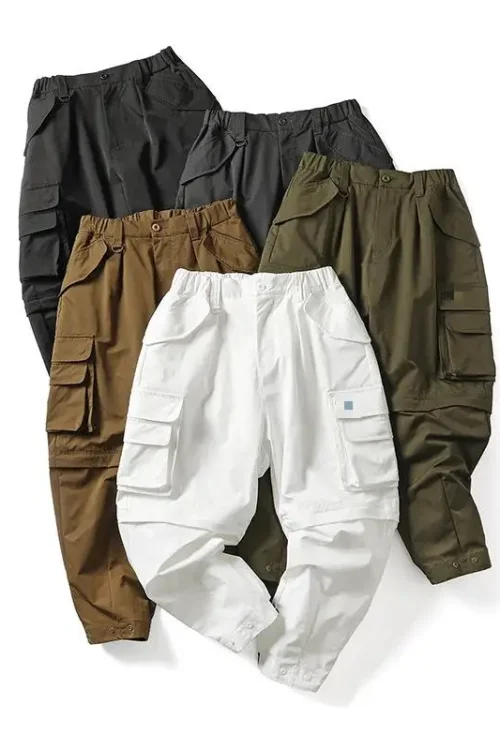 Autumn Mens Slim Fit Trousers Hip Hop Big Pockets Casual Sports Cargo Pants