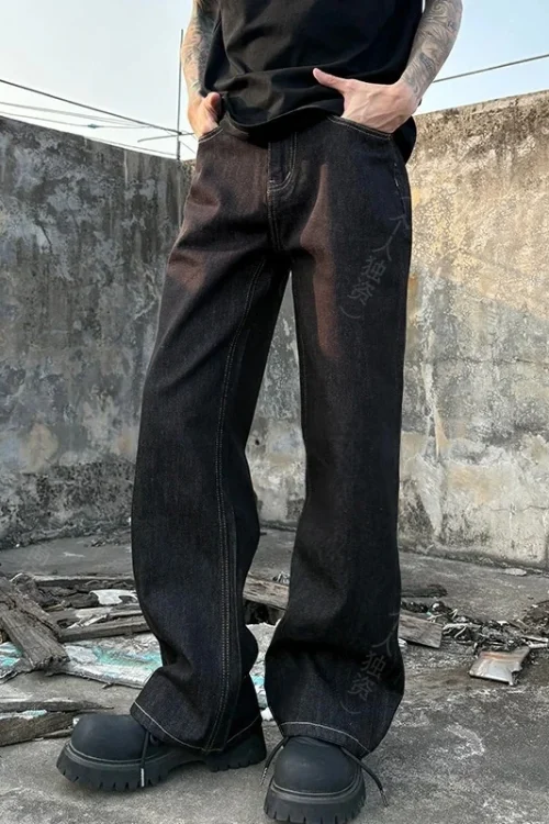 517 Men’s Original Old Money Style Jeans Slightly Flared Straight Loose Pants Spring Summer Trendy Original Black Blue Washed