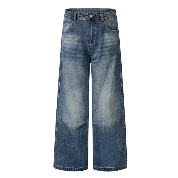 Autumn and Summer New Loose Wide-leg Korean Style Retro Shorts Jeans Men's Size - Image 3