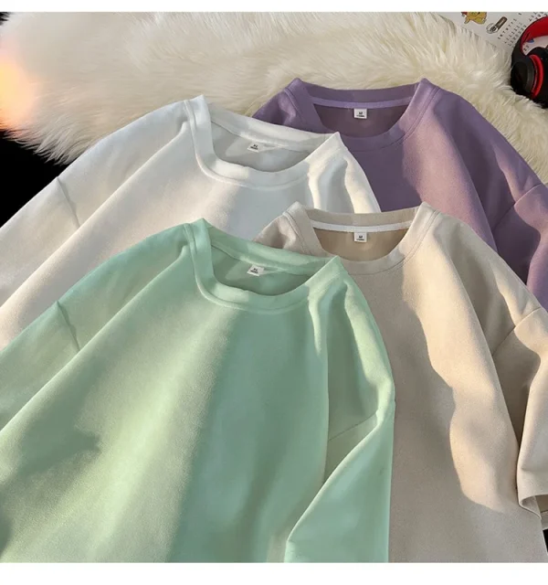 Manufacturing Screen Print Embroidery DTG Blank Cotton Oversize Plain Suede Thick Heavy Unisex T-shirt for Men - Image 3