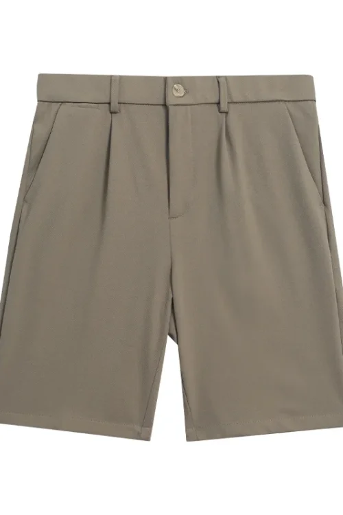 Men’s 2025 Summer Business Casual Five-Point Pants New Simple Pure Color Outer Wear Knitted Pleated Dress Shorts