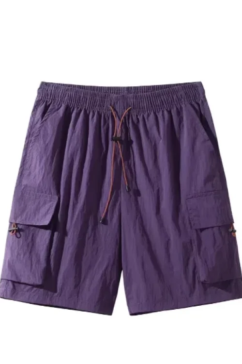 2025 Summer New Men’s Casual Cargo Shorts Breathable Loose Trendy Sports Quick-Dry Five-Point Shorts Plain Dyed Woven Solid