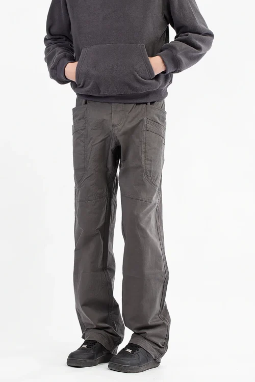 Cargo Men’s Multi-Pocket Logging Work Pants Vintage Straight Loose Commuter Casual Long Cotton Fit Clean